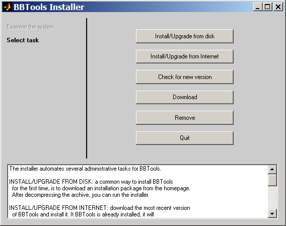 Screen-shot of the installation utility
